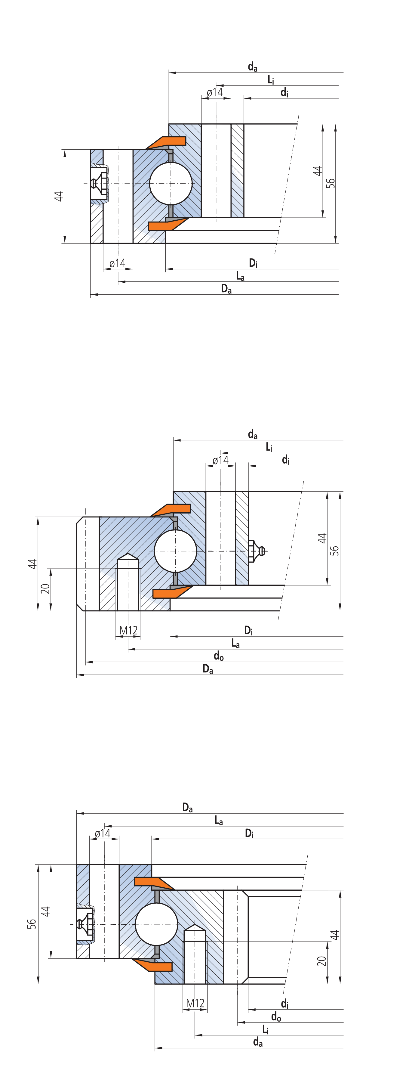 IMO 12-20 0411/1-02212 slewing bearing replacement dimensional drawing