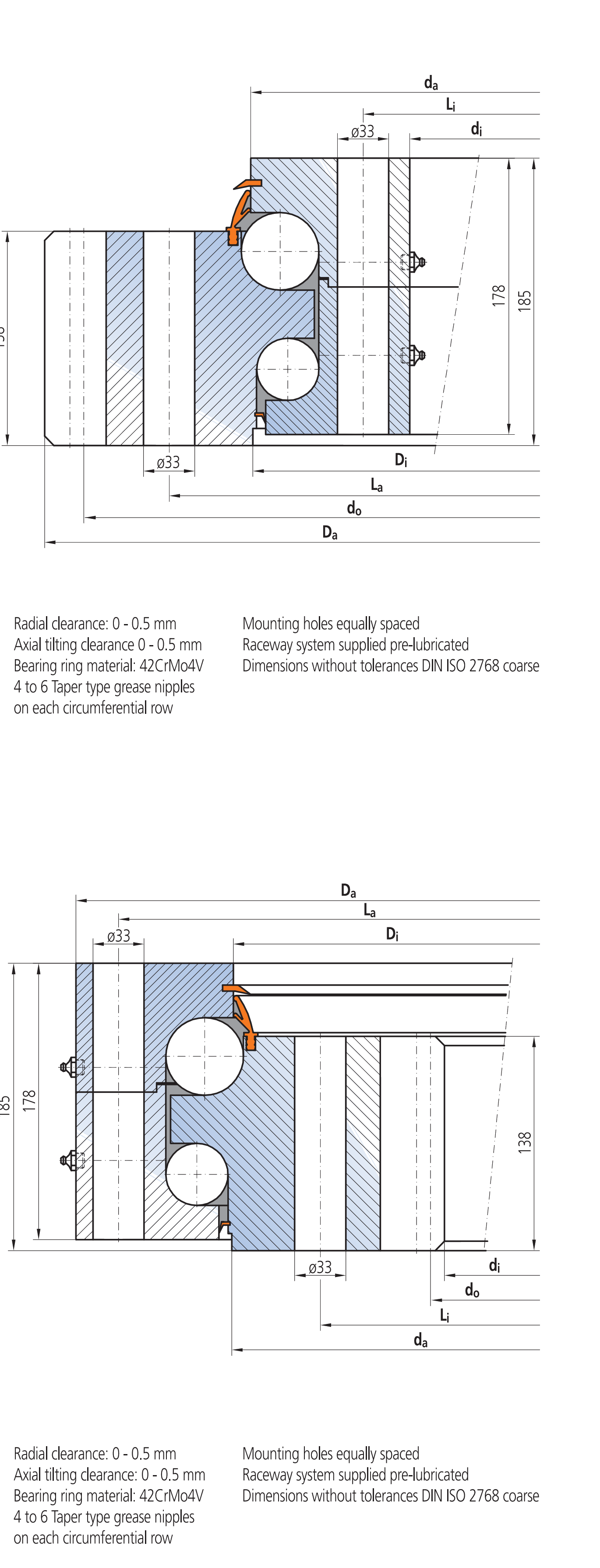 IMO 82-50 3040/2-06975 slewing bearing replacement dimensional drawing