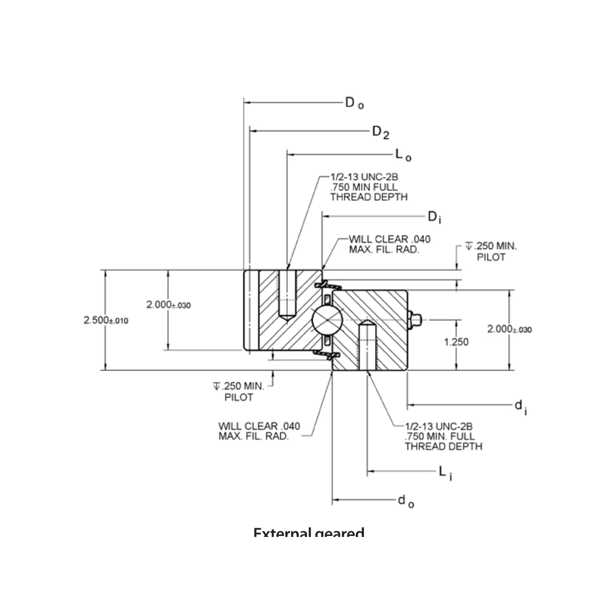 Kaydon Kh Series External gear outline drawing