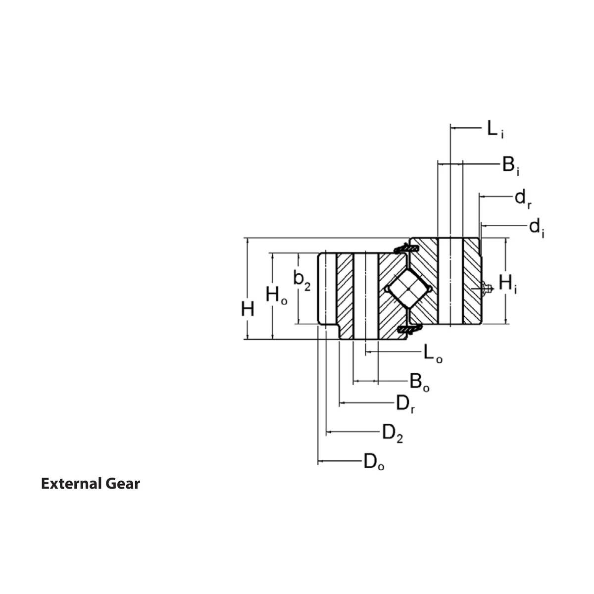 Kaydon XR Series Engrenagem externa outline drawing