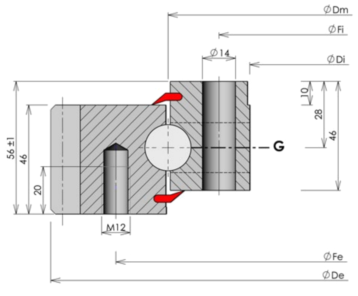 ROLLIX 37-0741-01 slewing bearing replacement dimensional drawing