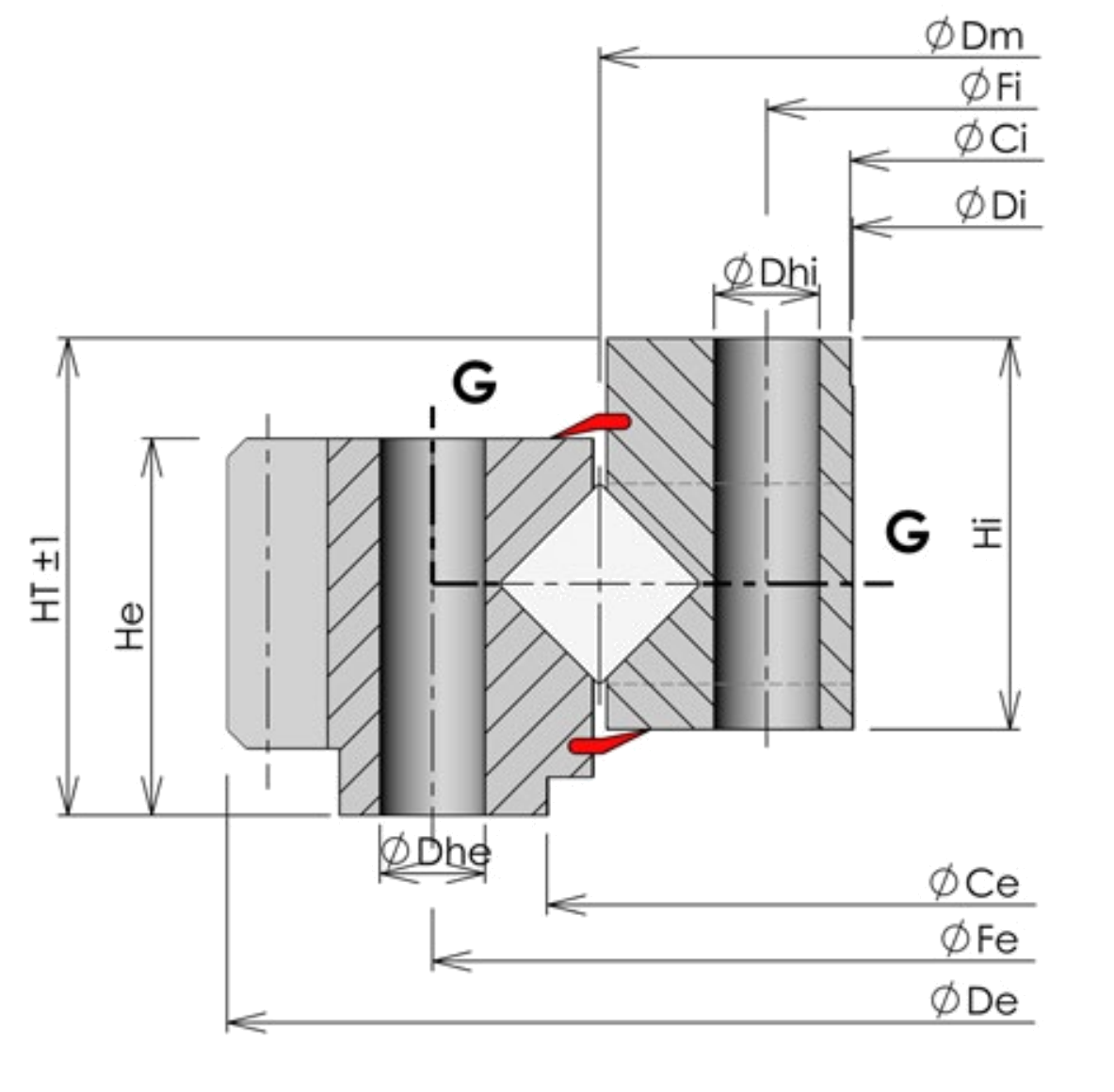 ROLLIX 06-0307-00 slewing bearing replacement dimensional drawing