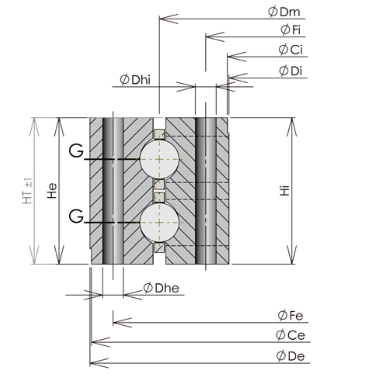 ROLLIX 13-0960-02 slewing bearing replacement dimensional drawing