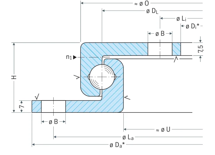 Rothe Erde 250.15.0375.013 slewing bearing replacement dimensional drawing