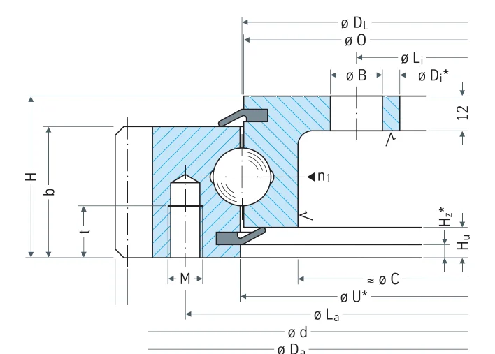 Rothe Erde 231.20.0900.013 slewing bearing replacement dimensional drawing