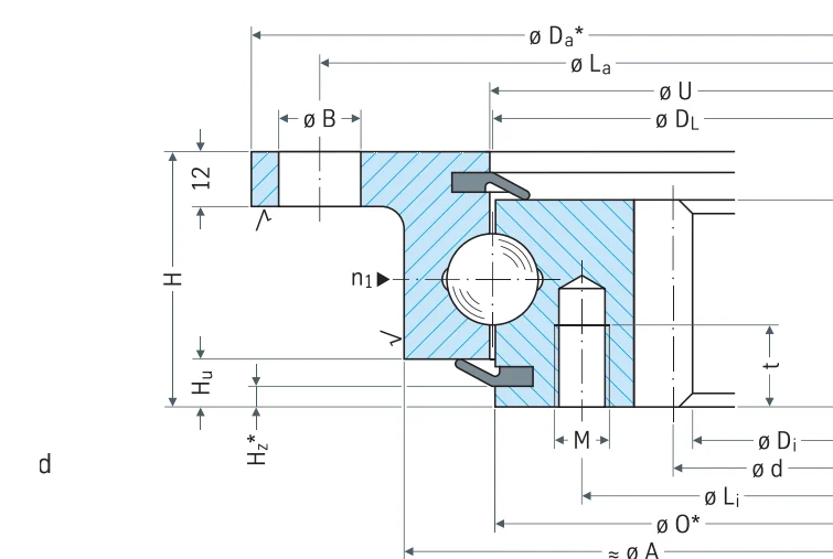 Rothe Erde 232.20.0400.013 slewing bearing replacement dimensional drawing