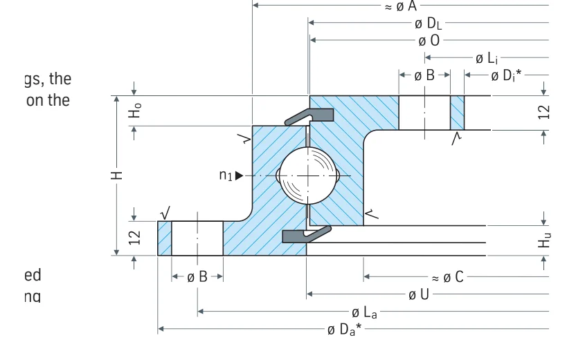 Rothe Erde 230.20.0400.503 slewing bearing replacement dimensional drawing
