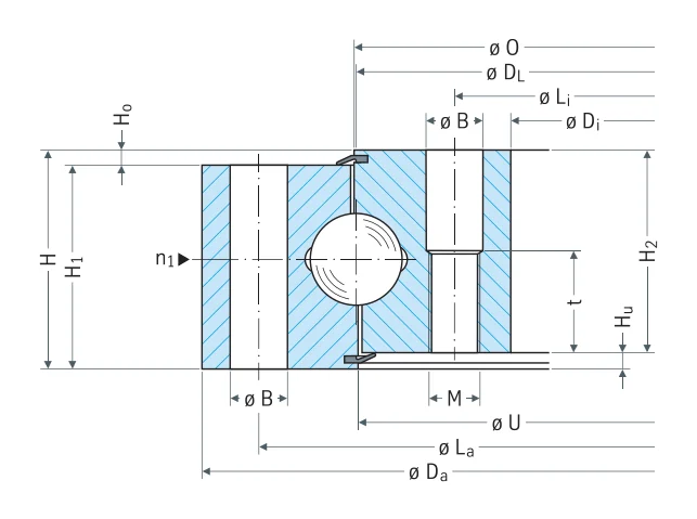 Rothe Erde 060.22.0370.301.11.1504 slewing bearing replacement dimensional drawing