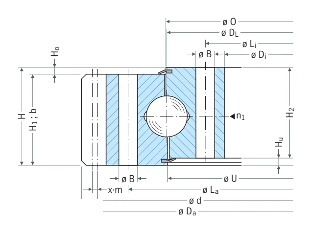 Rothe Erde 061.25.0764.600.11.1503 slewing bearing replacement dimensional drawing