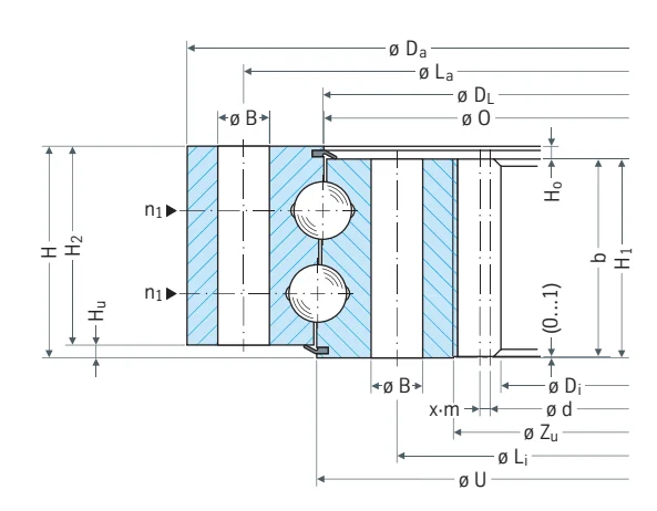 Rothe Erde 092.25.1154.991.21.1503 slewing bearing replacement dimensional drawing