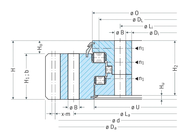Rothe Erde 191.20.1400.990.41.1502 slewing bearing replacement dimensional drawing