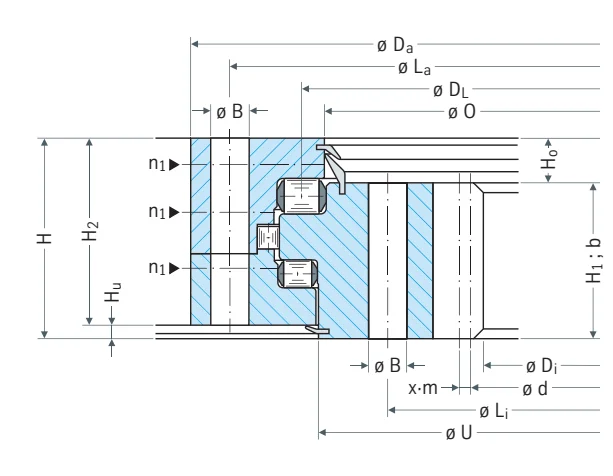 Rothe Erde 192.32.2800.990.41.1502 slewing bearing replacement dimensional drawing