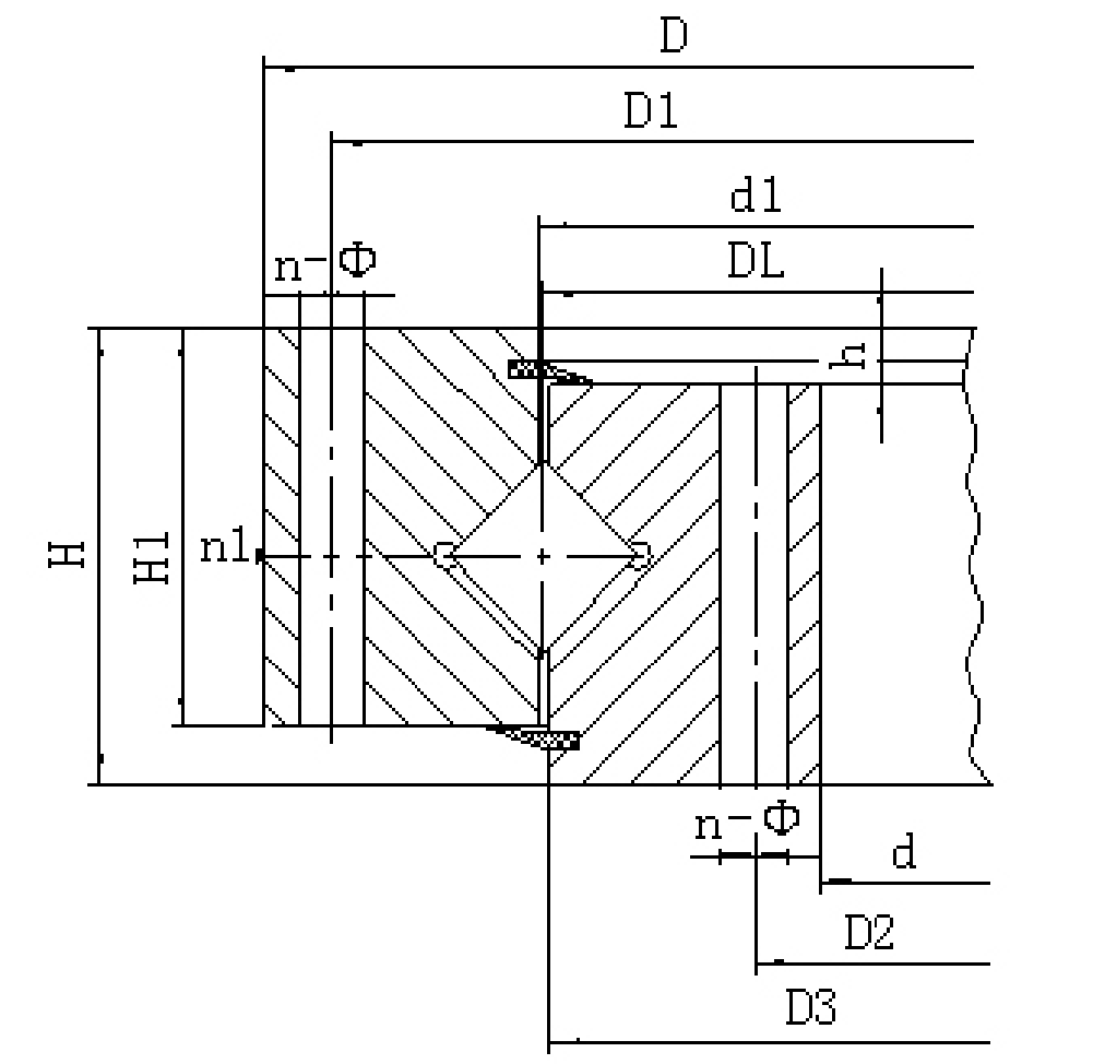 110 Series Ungeared Crossed Roller Slewing Bearings section drawing