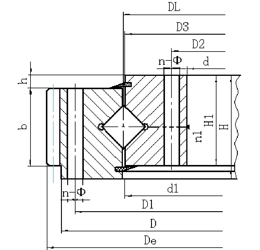 111/112 Series External Gear Crossed Roller Slewing Bearings section drawing