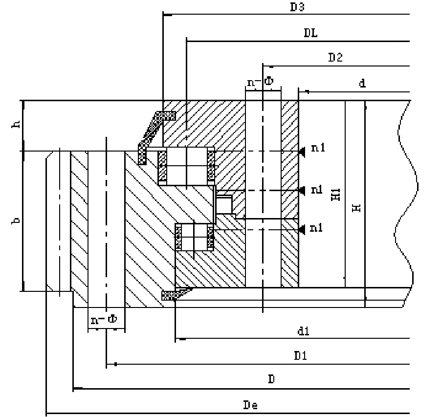 131/132 Series External Gear Three Row Roller Slewing Bearings section drawing