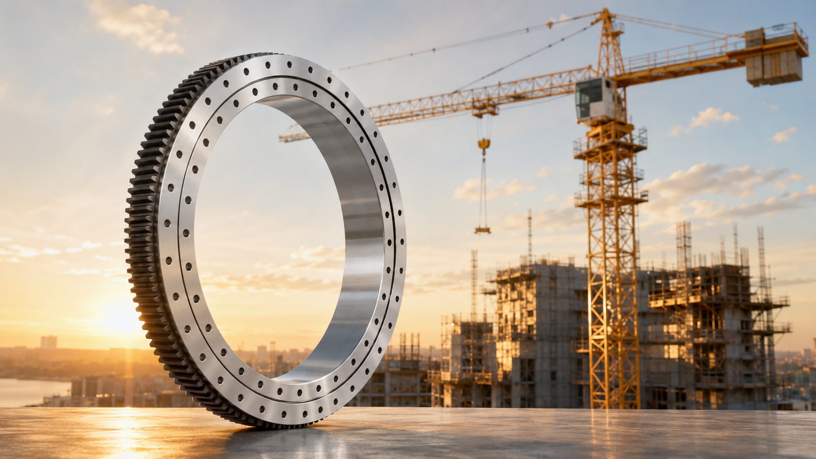 Single-row ball slewing bearing for a tower crane