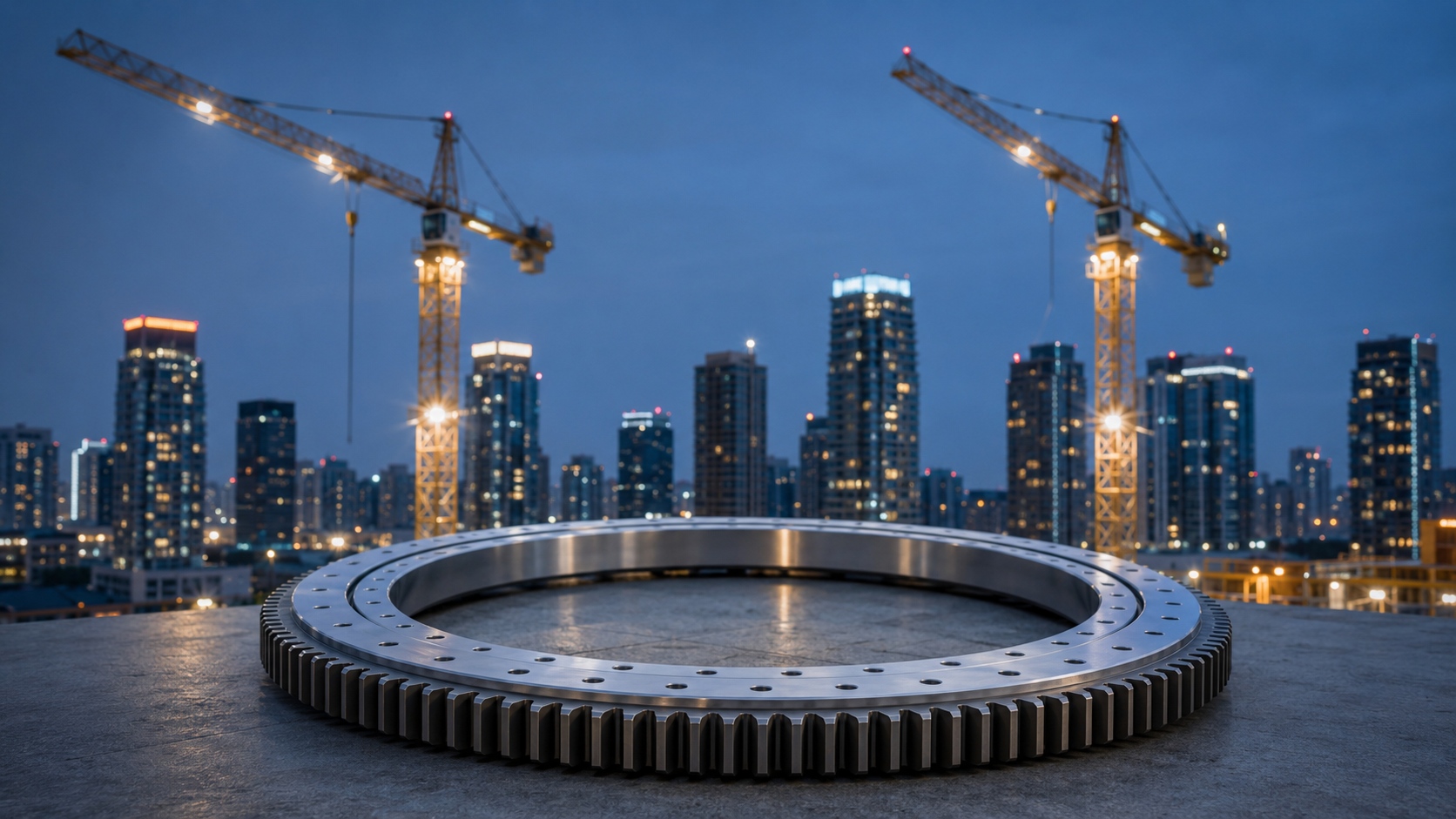 Bolt circle of a tower crane slewing ring