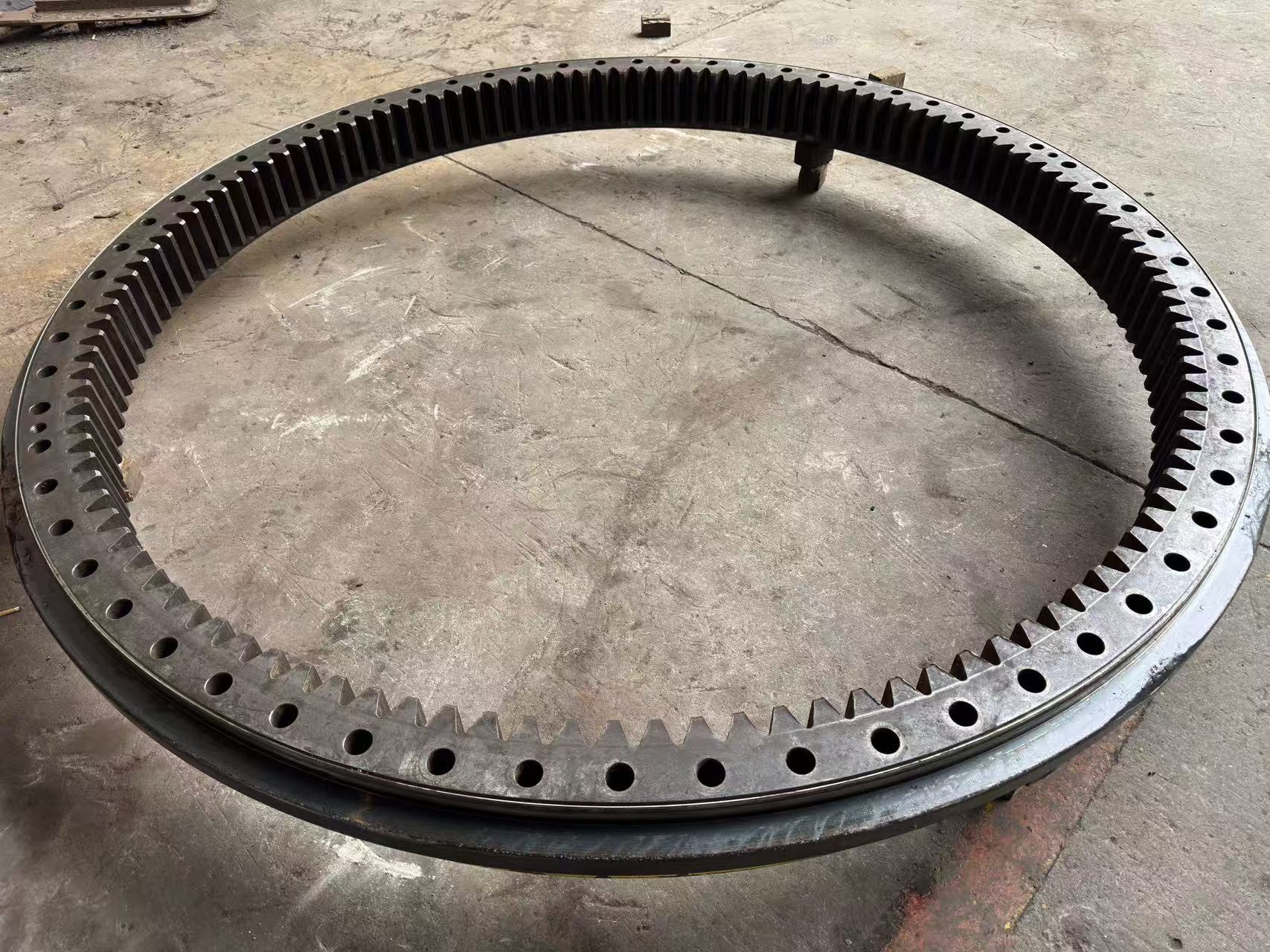 Internal-gear bearing ring after disassembly and cleaning for inspection.