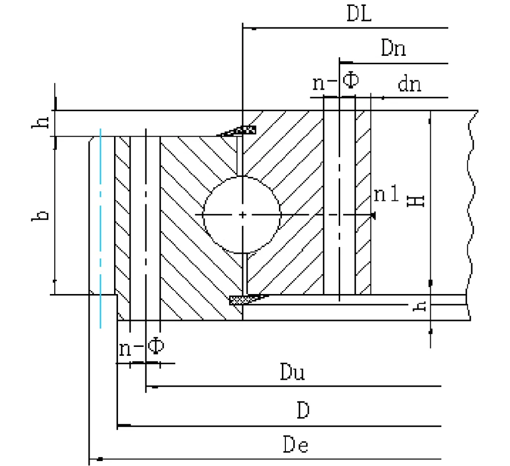 013/014 Series Internal Gear Slewing Bearings section drawing