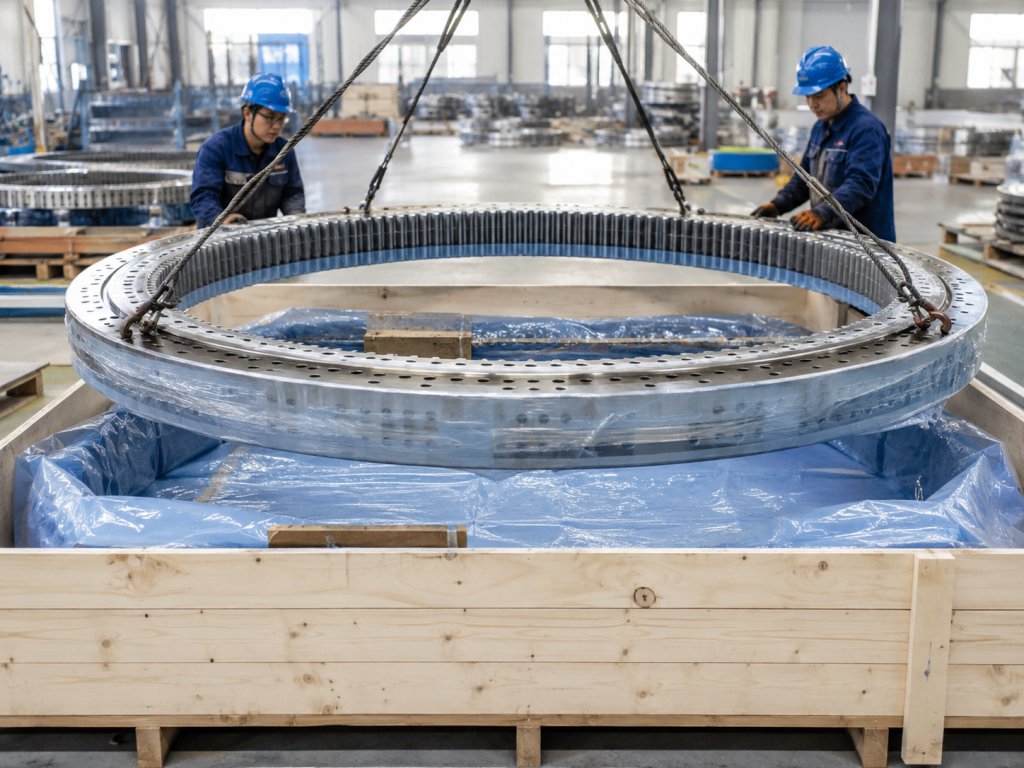 Finished slewing bearing packing and release for export shipment