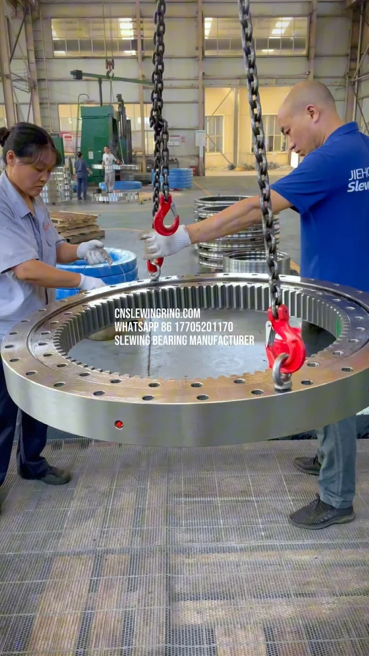 We are applying anti-rust oil to these slewing rings, and then we will start packing them. They will…
