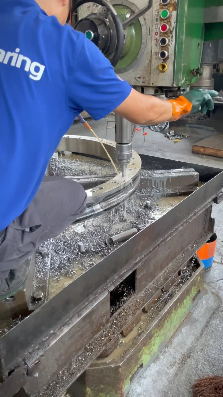 This is an inner ring of the slewing ring, and the raceway has been quenched. We are machining…