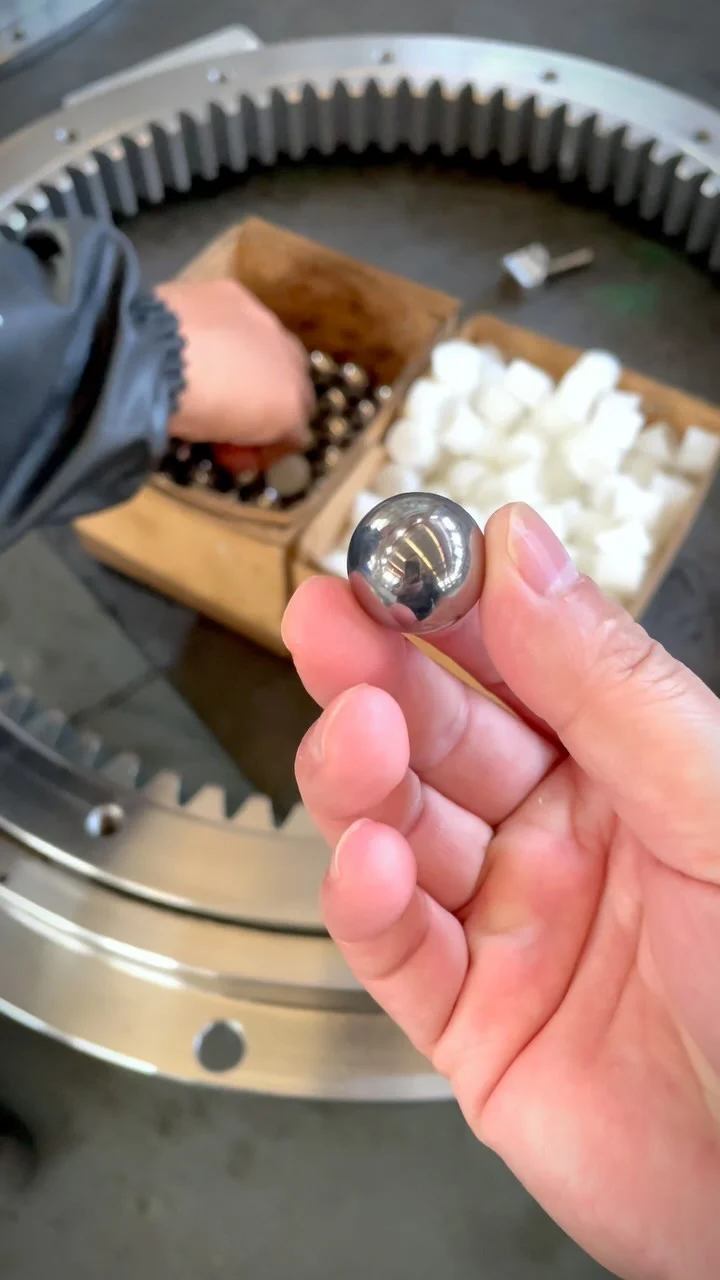 This is a flange type single row ball structure slewing bearing.