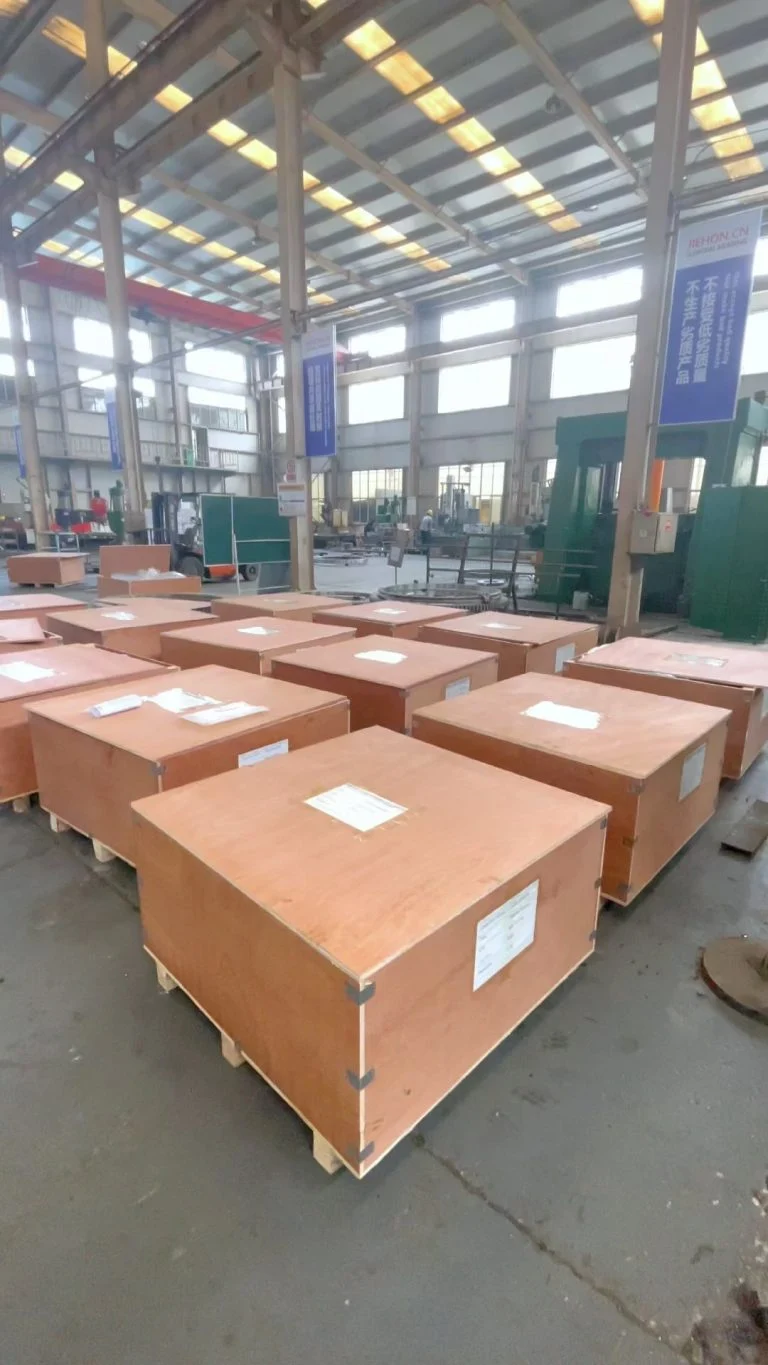 A container of slewing rings, they are going to Europe. CNSlewingRing.com WhatsApp 86 17705201170 Slewing Bearing Manufacturer jovi@cnslewingring.com