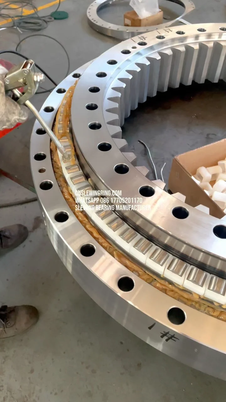 We will add a small amount of grease to the three-row roller slewing bearing before leaving the factory.…