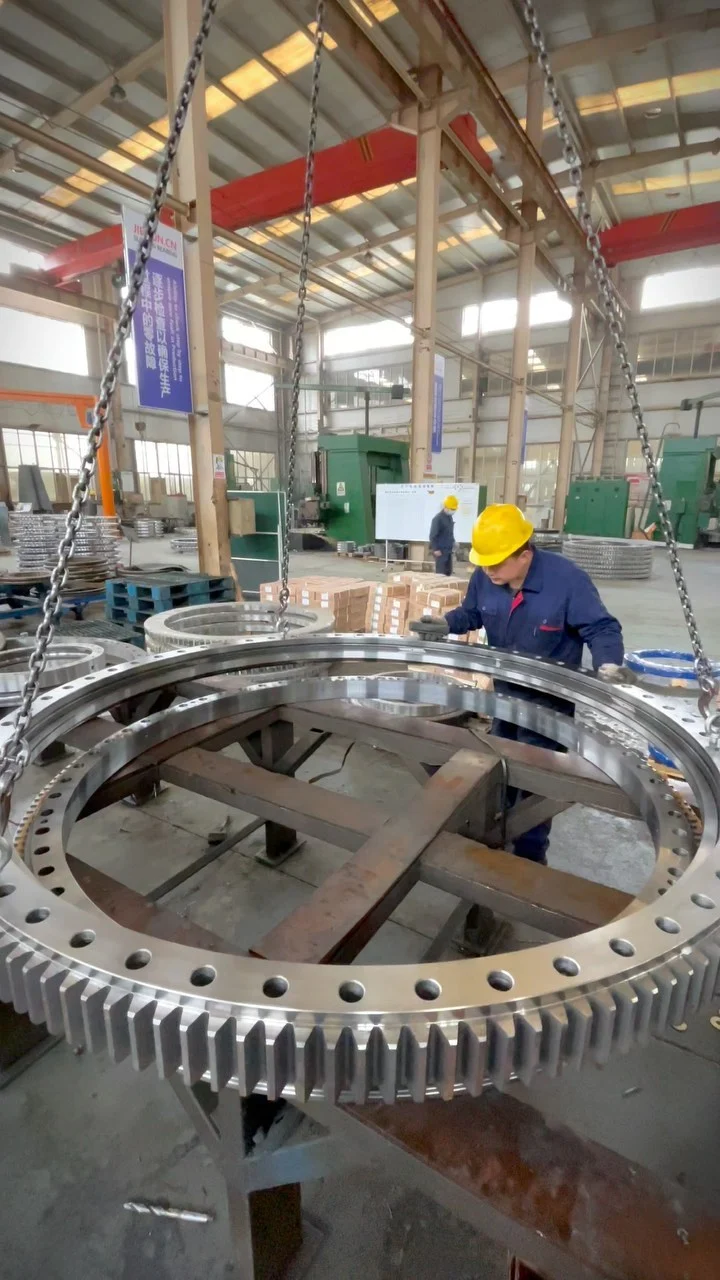 This is a large three-row roller structure slewing bearing. we are almost done.