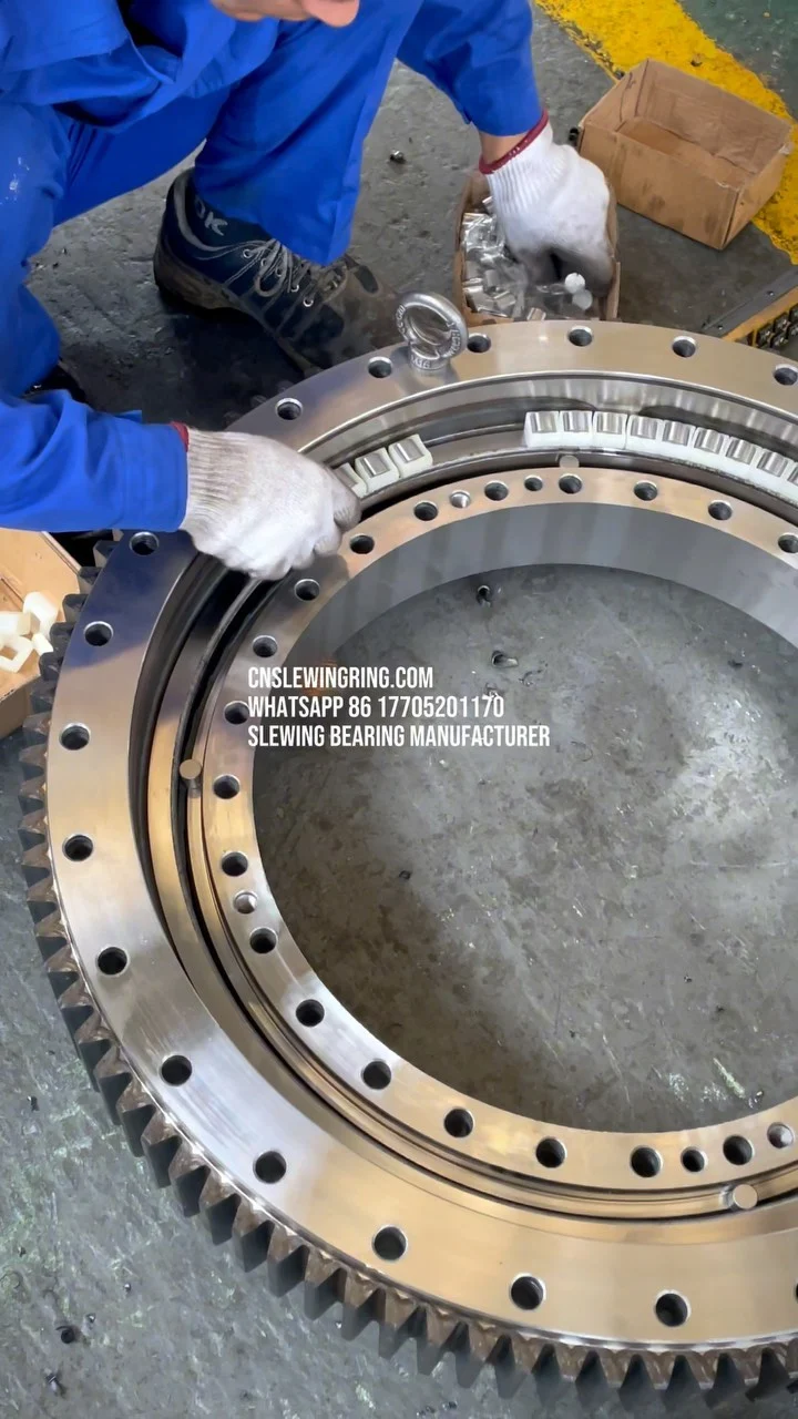 This is a slewing bearing in the form of three rows of rollers.CNSlewingRing.com WhatsApp 86 17705201170 Slewing Bearing…
