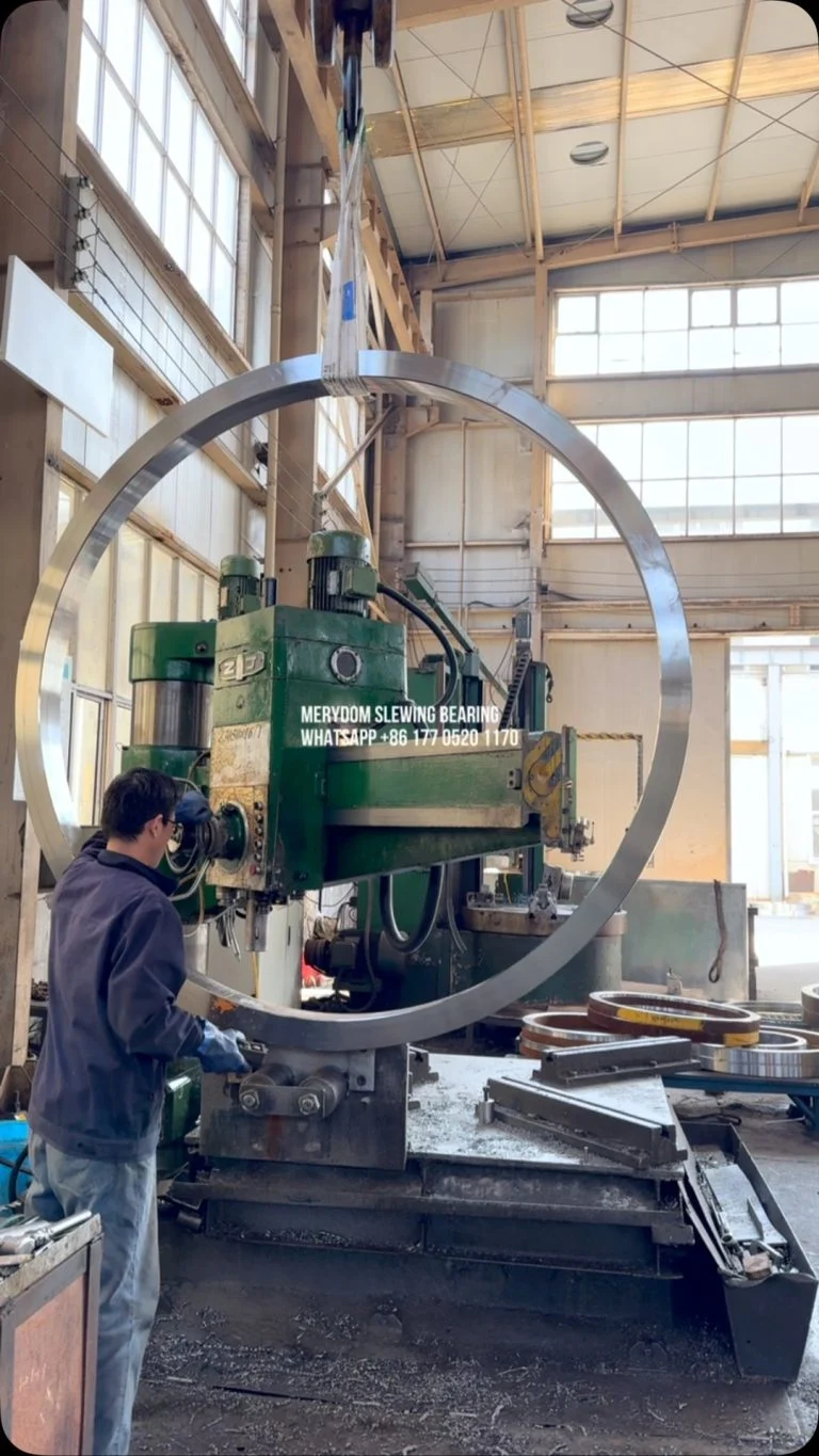 This is the inner ring of a slewing bearing with an outer diameter of more than 2 meters.