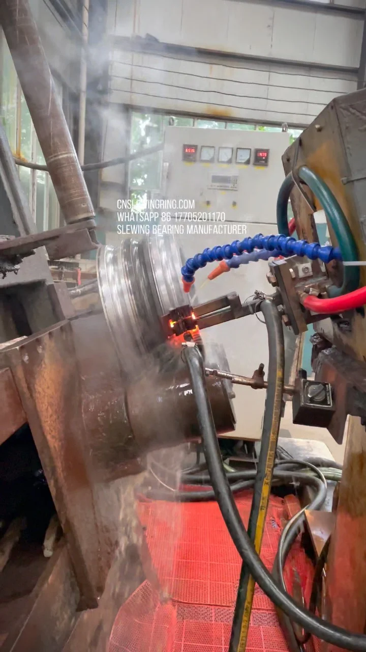 Heat treatment of slewing bearing raceway. CNSlewingRing.com WhatsApp 86 17705201170 Slewing Bearing Manufacturer jovi@cnslewingring.com
