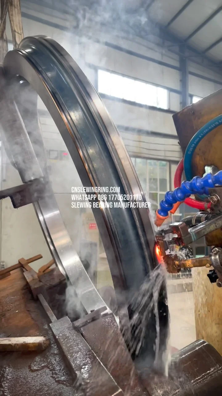 Heat treatment of slewing bearing raceway.