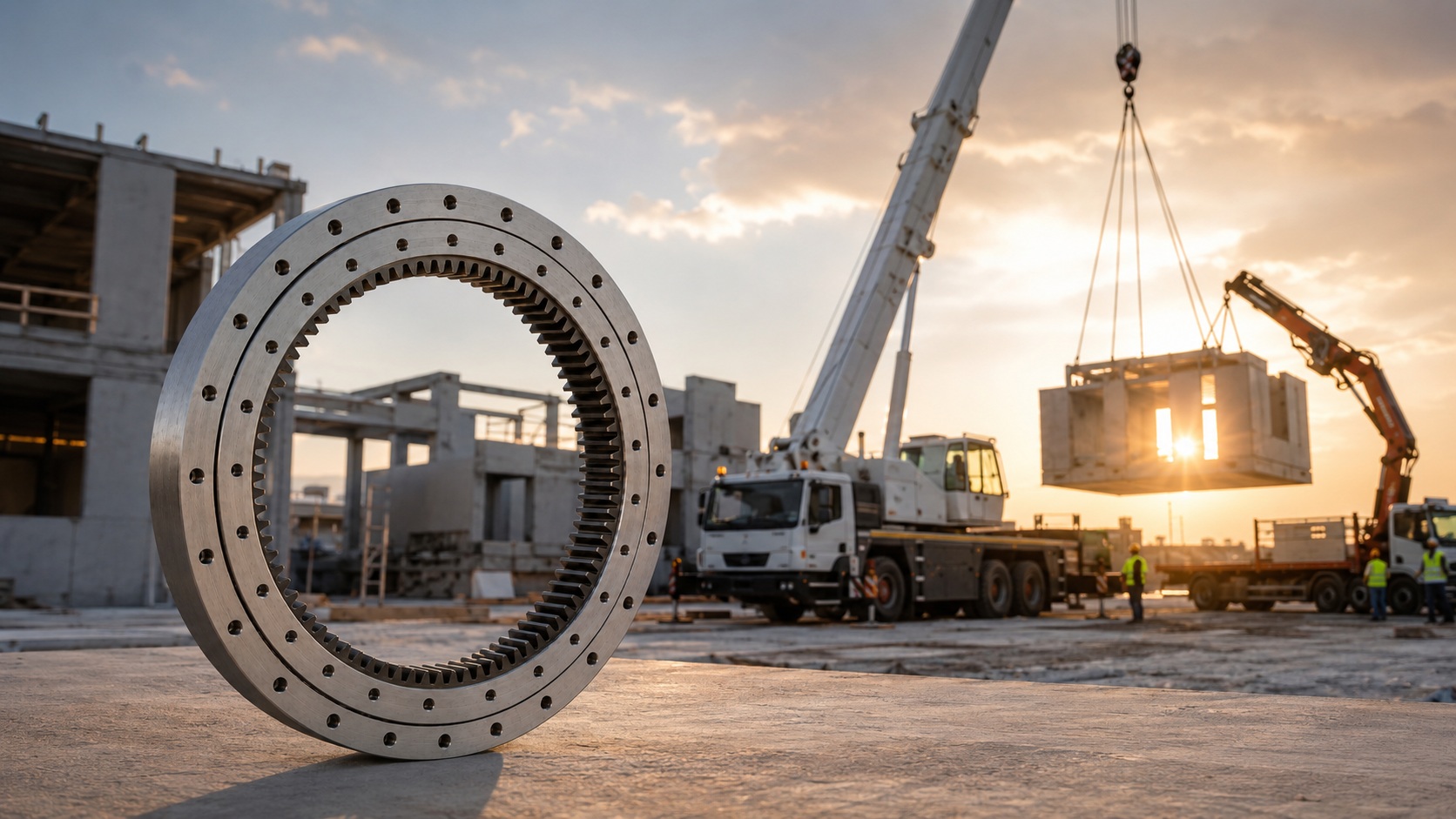 Measuring a worn loader crane slewing ring for replacement