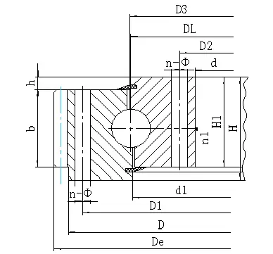 011/012 Series External Gear Slewing Bearings section drawing
