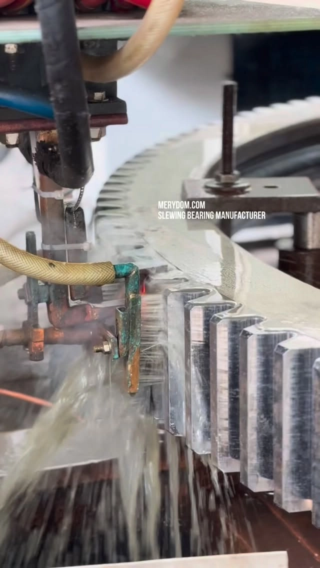 Induction hardening of slewing bearing teeth uses medium- or high-frequency induction current to rapidly heat the tooth surface,…
