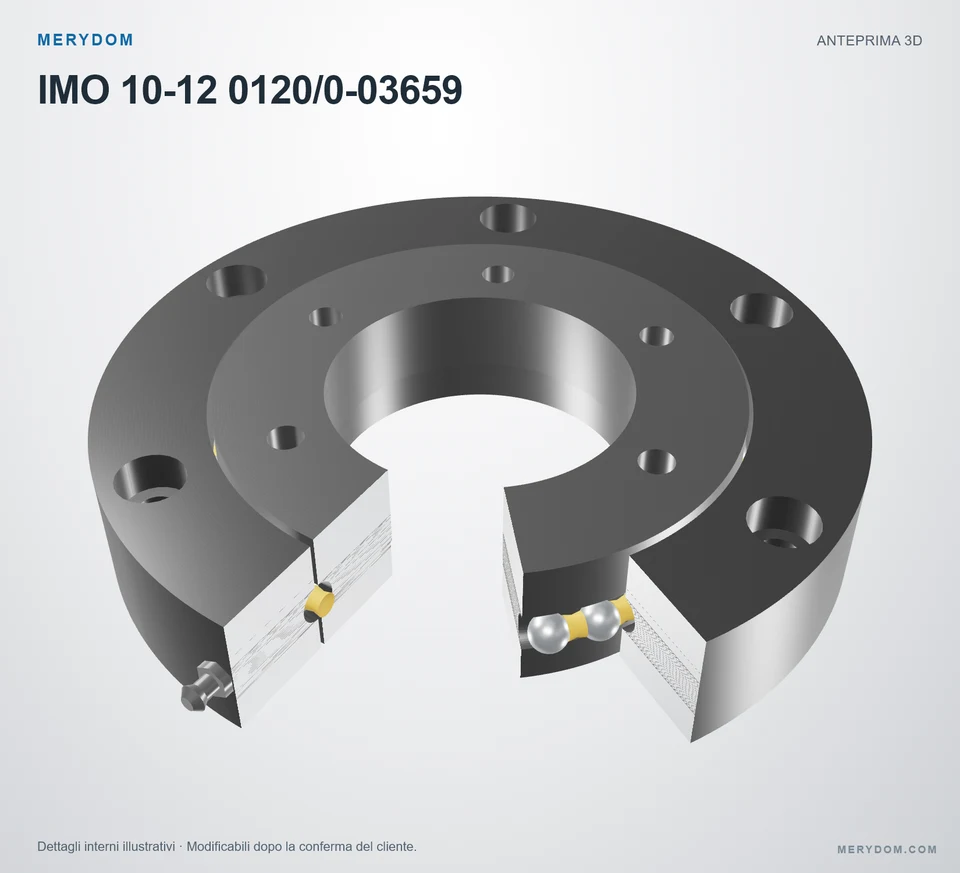 Anteprima del modello 3D del cuscinetto di rotazione sostitutivo MERYDOM per IMO 10-12 0120/0-03659.