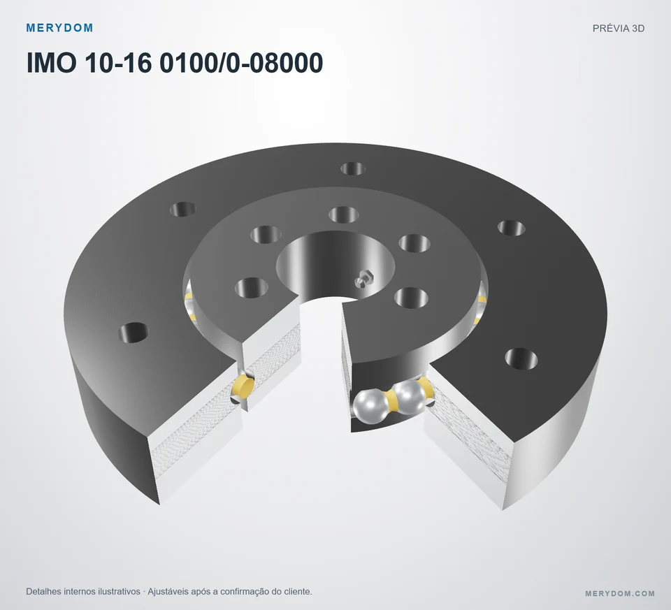 Prévia do modelo 3D do rolamento de giro de substituição MERYDOM para IMO 10-16 0100/0-08000.