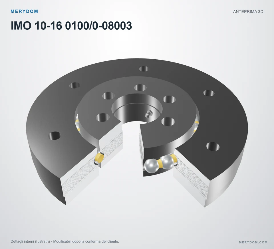 Anteprima del modello 3D del cuscinetto di rotazione sostitutivo MERYDOM per IMO 10-16 0100/0-08003.