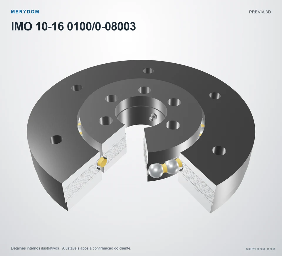 Prévia do modelo 3D do rolamento de giro de substituição MERYDOM para IMO 10-16 0100/0-08003.