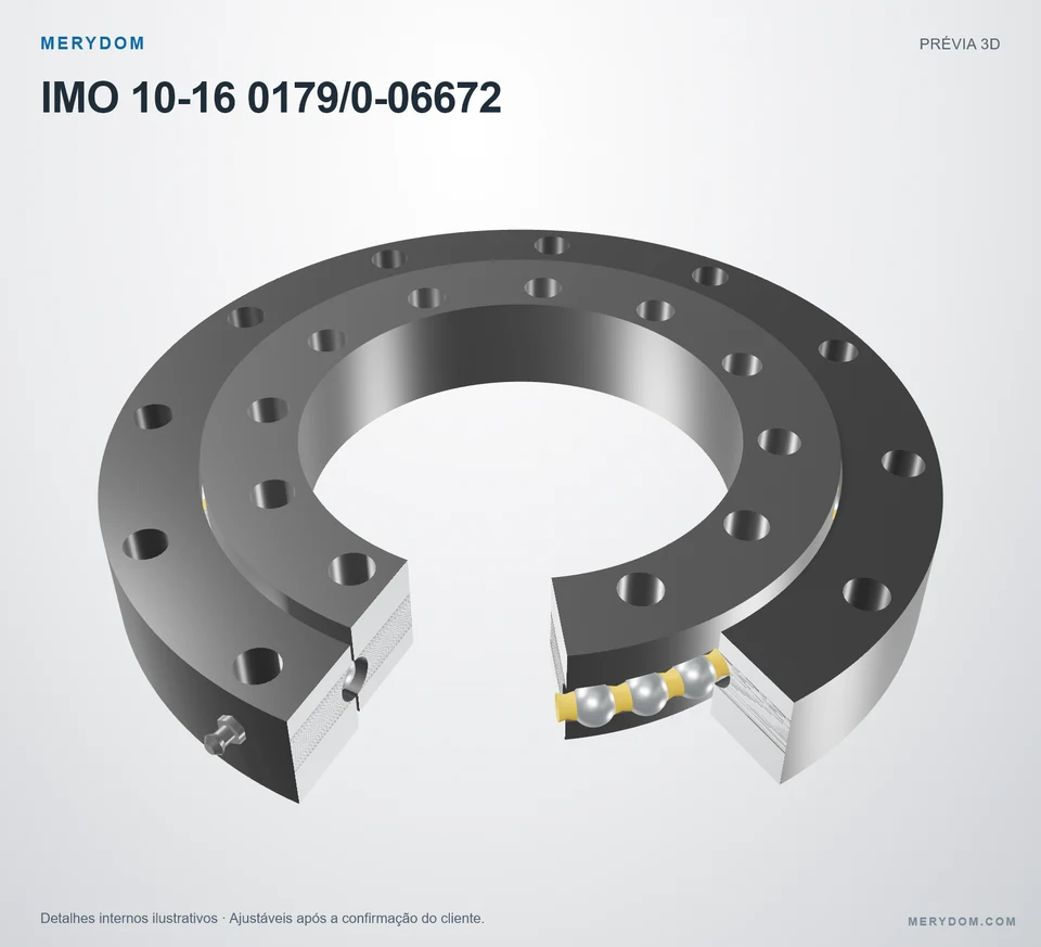 Prévia do modelo 3D do rolamento de giro de substituição MERYDOM para IMO 10-16 0179/0-06672.