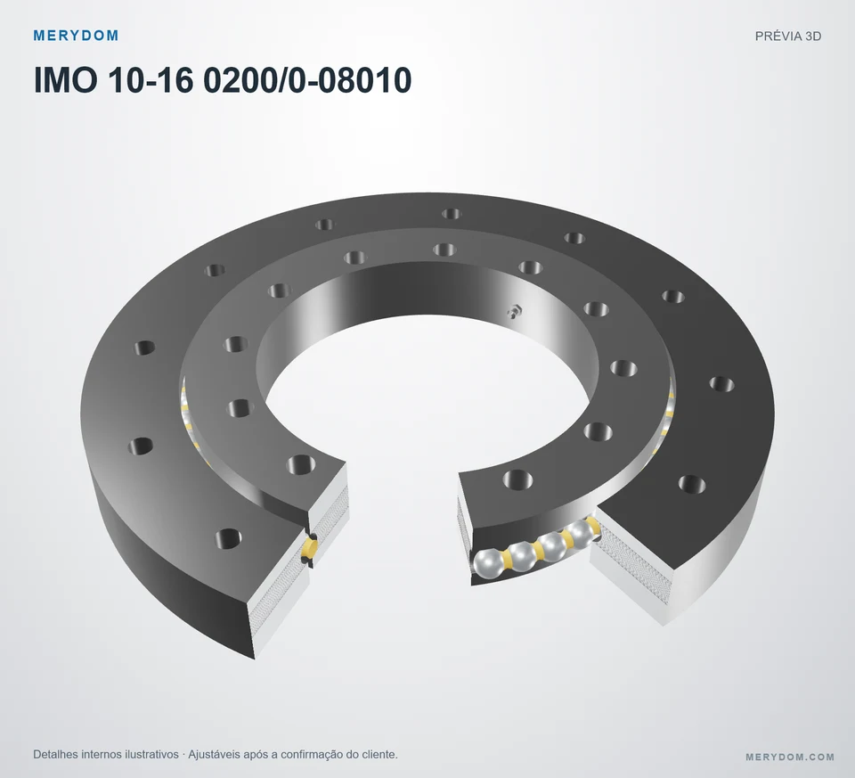 Prévia do modelo 3D do rolamento de giro de substituição MERYDOM para IMO 10-16 0200/0-08010.