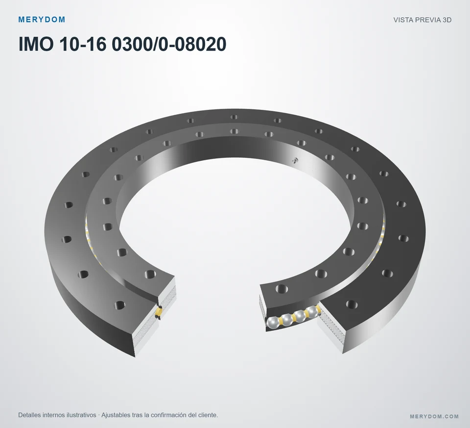 Vista previa del modelo 3D de la corona de giro de sustitución MERYDOM para IMO 10-16 0300/0-08020.