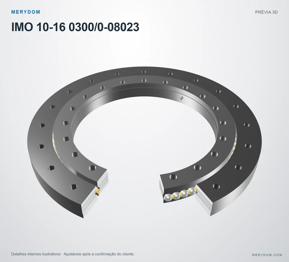 Prévia do modelo 3D do rolamento de giro de substituição MERYDOM para IMO 10-16 0300/0-08023.