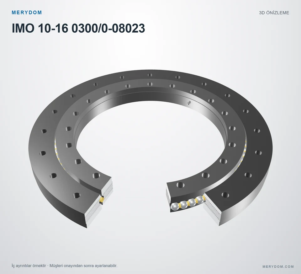 IMO 10-16 0300/0-08023 için MERYDOM muadil döner tabla rulmanının 3D model önizlemesi.
