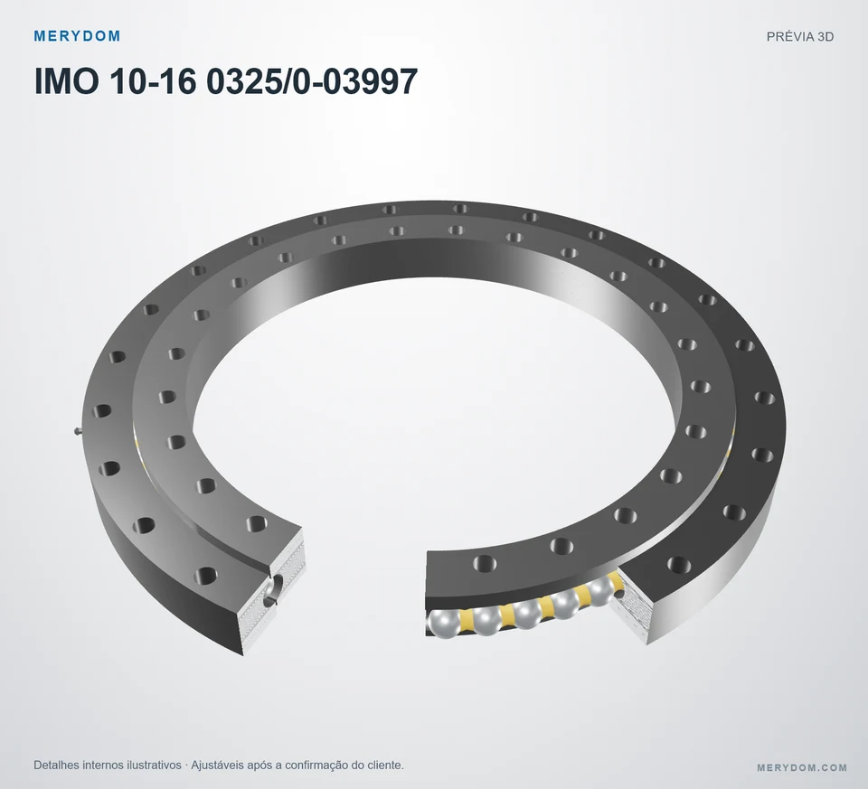 Prévia do modelo 3D do rolamento de giro de substituição MERYDOM para IMO 10-16 0325/0-03997.