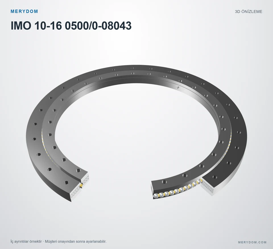 IMO 10-16 0500/0-08043 için MERYDOM muadil döner tabla rulmanının 3D model önizlemesi.