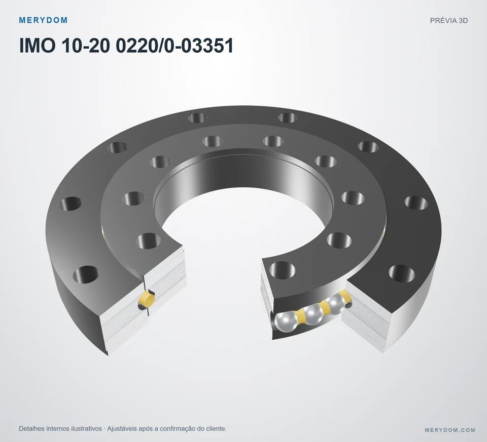 Prévia do modelo 3D do rolamento de giro de substituição MERYDOM para IMO 10-20 0220/0-03351.