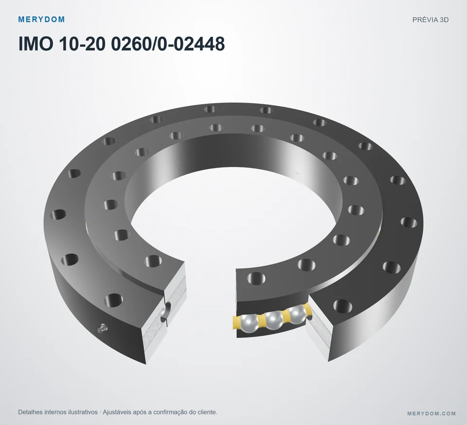 Prévia do modelo 3D do rolamento de giro de substituição MERYDOM para IMO 10-20 0260/0-02448.